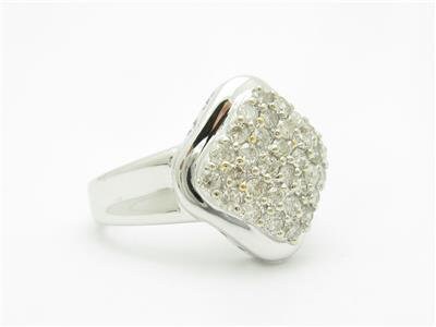 LIV 14k White Gold & Diamonds Pave Design Diamond Shape Band Right Hand Ring Gift
