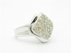 LIV 14k White Gold & Diamonds Pave Design Diamond Shape Band Right Hand Ring Gift