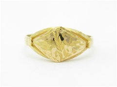 LIV 18k Yellow Gold Diamond Cut Vintage Design Diamond Shape Band Ring Gift