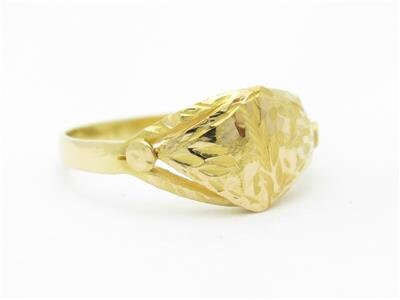 LIV 18k Yellow Gold Diamond Cut Vintage Design Diamond Shape Band Ring Gift