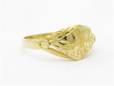 LIV 18k Yellow Gold Diamond Cut Vintage Design Diamond Shape Band Ring Gift