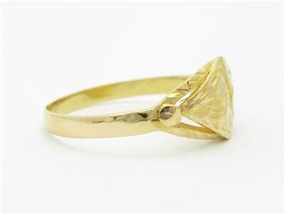 LIV 18k Yellow Gold Diamond Cut Vintage Design Diamond Shape Band Ring Gift