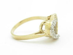 LIV 14k Two Tone Gold & Diamonds Open Heart Design Band Ring