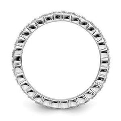 LIV Platinum Sterling Silver White Diamonds Braided Eternity Stackable Band Ring
