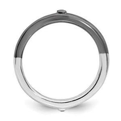LIV Platinum Sterling Silver Yin Yang Black Diamond Halo Stackable Band Ring Size 9