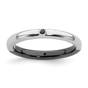 LIV Platinum Sterling Silver Yin Yang Black Diamond Halo Stackable Band Ring Size 9