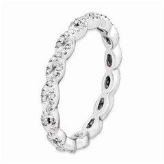 LIV Platinum Sterling Silver White Diamonds Twisted Halo Stackable Band Ring Size 10