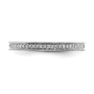 LIV Platinum Sterling Silver & White Diamonds Eternity Stackable Band Ring Size 5