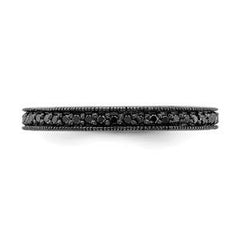 LIV Black Sterling Silver Black Diamonds Vintage Style Eternity Stackable Band Ring