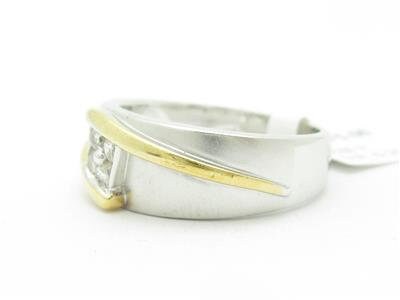 LIV 14k White & Yellow Gold  Diamond Wide Design Twist Style Band Ring