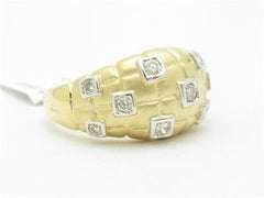 LIV 14k Yellow Gold & Diamond Princess Cut Bezel Design Wide Band 3D Abstract Ring