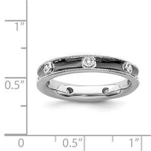 LIV Platinum Sterling Silver Halo White Diamond Eternity Stackable Band Ring Size 6