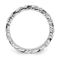 LIV Platinum Sterling Silver Black White Diamonds Eternity Stackable Band Ring Sz 10