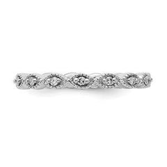 LIV Platinum Silver & White Diamonds Eternity Halo Stackable Band Ring