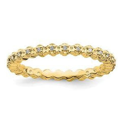 LIV Yellow Gold Sterling Silver & White Diamonds Eternity Stackable Band Ring