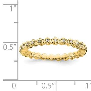 LIV Yellow Gold Sterling Silver & White Diamonds Eternity Stackable Band Ring