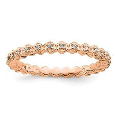 LIV Rose Gold Sterling Silver & White Diamonds Eternity Stackable Band Ring