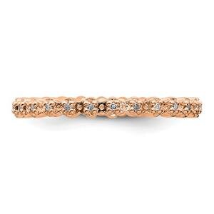 LIV Rose Gold Sterling Silver & White Diamonds Eternity Stackable Band Ring