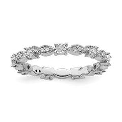 LIV Platinum Sterling Silver & Diamonds Pave Set Eternity Stackable Band Ring