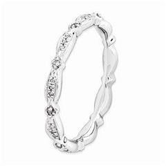 LIV Platinum Sterling Silver & White Diamonds Eternity Stackable Band Ring