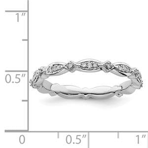 LIV Platinum Sterling Silver & White Diamonds Eternity Stackable Band Ring