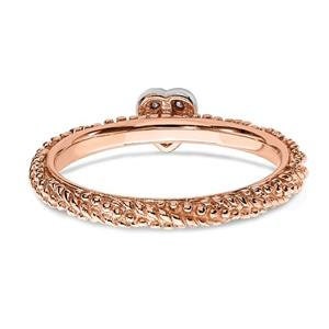 LIV Rose Gold Sterling Silver & Diamonds Heart Halo Cable Stackable Band Ring