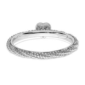 LIV Platinum Sterling Silver & Diamonds Heart Halo Cable Stackable Band Ring