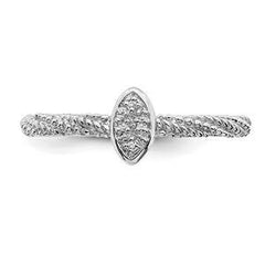 LIV Platinum Sterling Silver & Diamonds Oval Halo Cable Stackable Band Ring