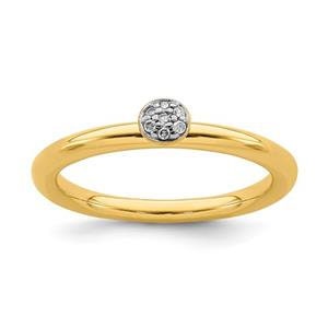 LIV 18k Yellow Gold Sterling Silver & Diamonds Halo Design Stackable Band Ring