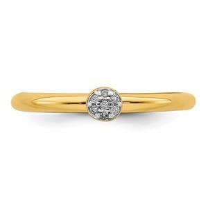 LIV 18k Yellow Gold Sterling Silver & Diamonds Halo Design Stackable Band Ring