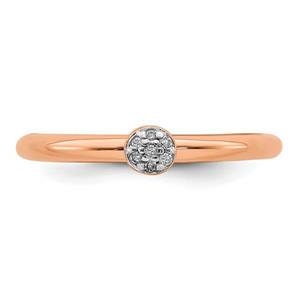 LIV 18k Rose Gold Sterling Silver & Diamonds Halo Design Stackable Band Ring