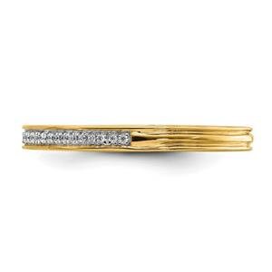 LIV 14k Yellow Gold & Diamonds Pave Design 2.25mm Wide Stackable Band Ring