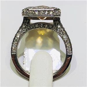 LIV 14k White Gold & Diamonds 1.56ct G-SI1 Golden Topaz 3.98ct Emerald Halo Ring