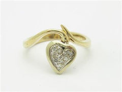 LIV 14k White & Yellow Gold Diamond Heart Wrap Design Pave Ring
