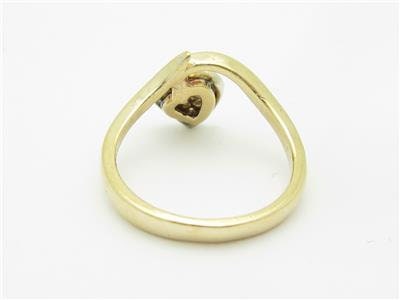 LIV 14k White & Yellow Gold Diamond Heart Wrap Design Pave Ring