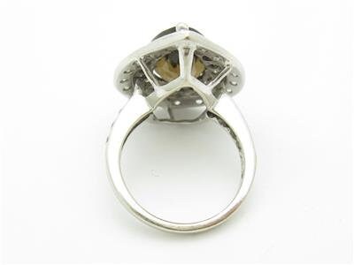 LIV 14k White Gold Genuine Diamond & Smokey Topaz Pear Shape Cocktail Halo Ring