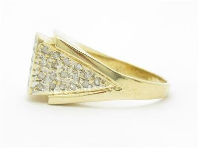 LIV 14k Yellow Gold & Diamond Pave 3D Abstract Design Band Ring Gift