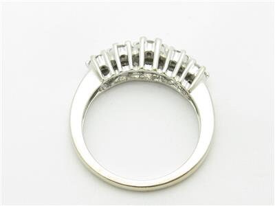LIV 14k White Gold Genuine Diamond Invisible Flower Design 3 Stone Band Ring Gift