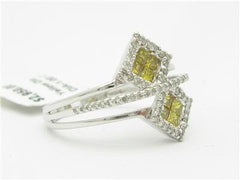 LIV 14kt White Gold Genuine Yellow Diamond 1.00ct Princess Cut Design Band Ring New