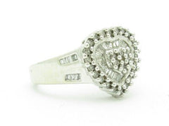 LIV 14KT Solid White Gold Genuine White Diamond Channel Set Heart Design Ring Gift