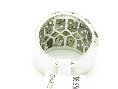 LIV 14kt White Gold Genuine White & Champagne Diamond Wide Design Band Ring New Gift