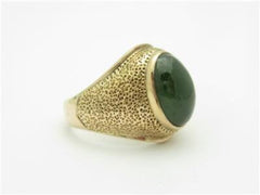 LIV 14k Yellow Gold Green Onyx Large Oval Design Vintage Design Band Ring Gift