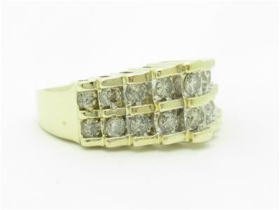 LIV 14k Yellow Gold & Diamonds Graduated Pyramid Design Wide Band Ring Bridal Gift