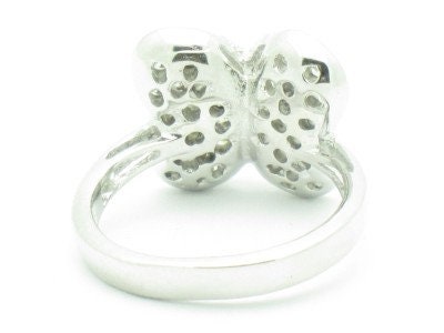 LIV Platinum Silver Diamond Set White Sapphire Butterfly Ring New