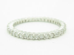 LIV Platinum Sterling Silver Diamond Set Pave White Sapphire Stackable Eternity Ring