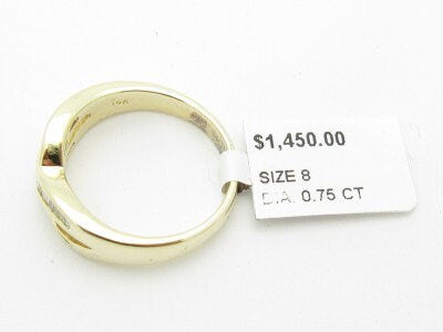 LIV Unique Solid 14KT Yellow Gold Genuine White Diamond X Design Band Ring Gift