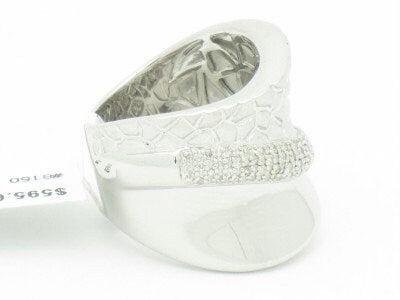 LIV Platinum Silver Genuine White Diamond Hand Set Unique Band Ring Gift