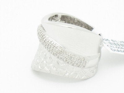 LIV Platinum Silver Genuine White Diamond Hand Set Unique Band Ring Gift