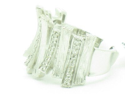 LIV Platinum Silver Genuine White Diamond Pave Set Hand Made Ring Band Gift