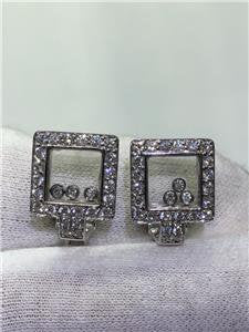 LIV 14k White Gold & Natural Diamonds G/VS1 Hand Made Floating Square Halo Earrings